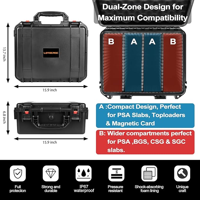 Card Storage Box for Graded Sports Cards - Extra Large Baseball Card Storage Box with 16 Dividers for PSA BGS SGC | Waterproof Trading Card Storage Case Fits Slab, Top Loader, Magnetic - Image 5
