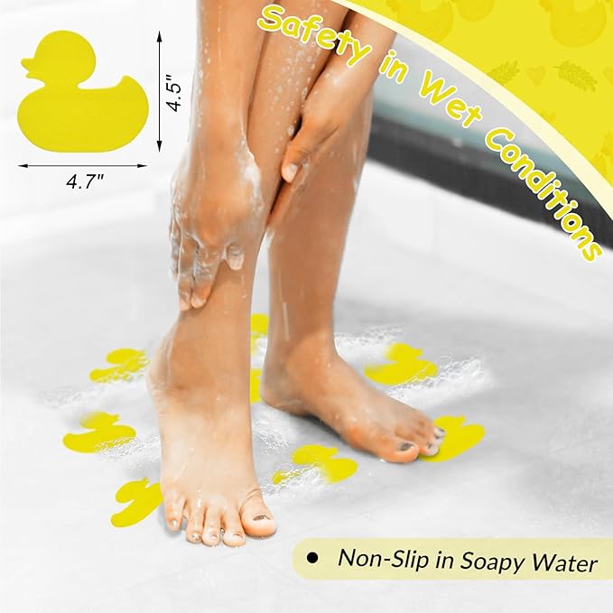 S&X Bathtub Non Slip Stickers for Kids, 12-Pack Cartoon Duck Shower Non Slip Stickers - Comfortable High Grip On Slippery Surfaces - Image 3