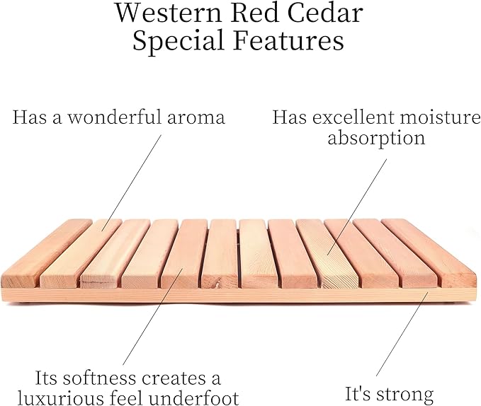 bingaai Cedar Wood Shower Mat, Cedar Wooden Bath Mats, Wood Bath Mat 23.6 × 15.7 in, Shower Stall Mat Non-Slip for Bathroom Bathtub Spa Sauna Garden Home, Wooden Floor Mat Large for Indoor and Outdoor - Image 3