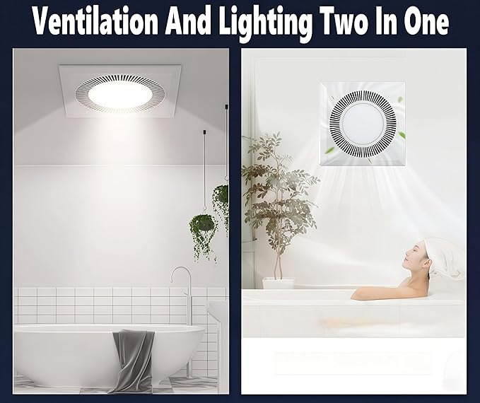 Bathroom Exhaust Fan With Light,DC Energy-Saving Ventilation Fan, Ceiling Mount Ventilation Fan & Light 6500K Combo,Newly upgraded silent exhaust fan for the bathroom - Image 6