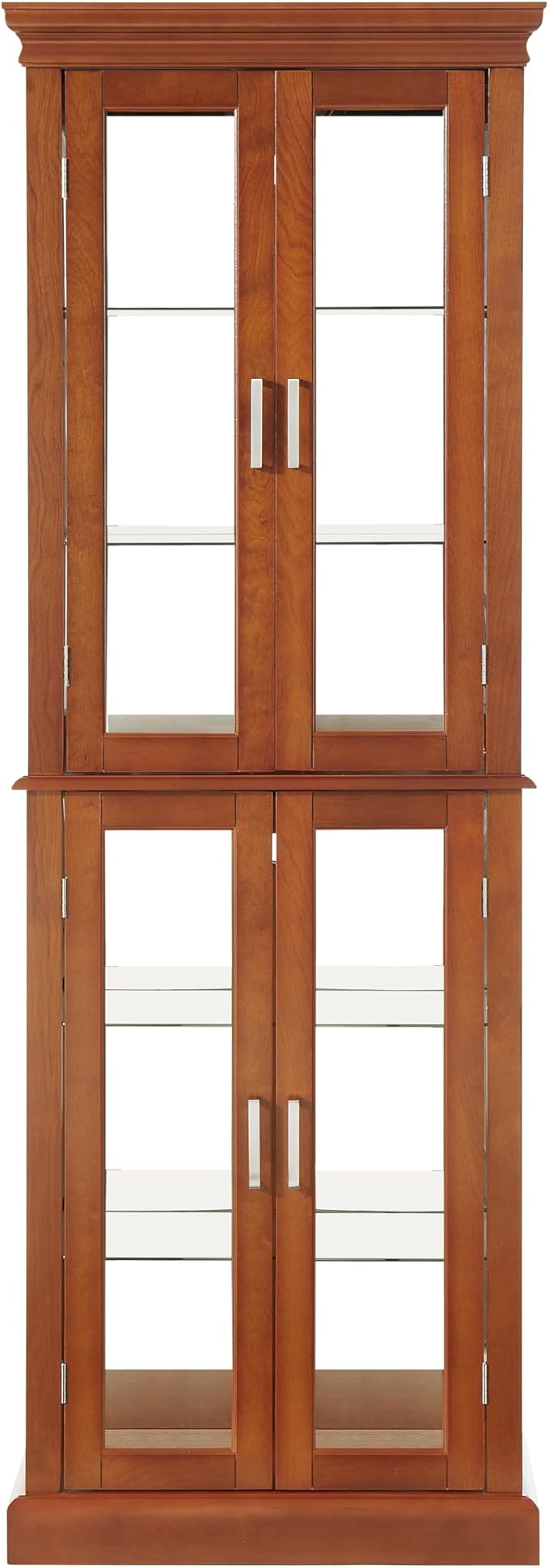 Lighted Wooden Display Curio Cabinet,Cabinet with Tempered Glass Door & 6 Shelves,Vintage 3 Side Glass,E26 Light Bulb Unincluded - Image 7