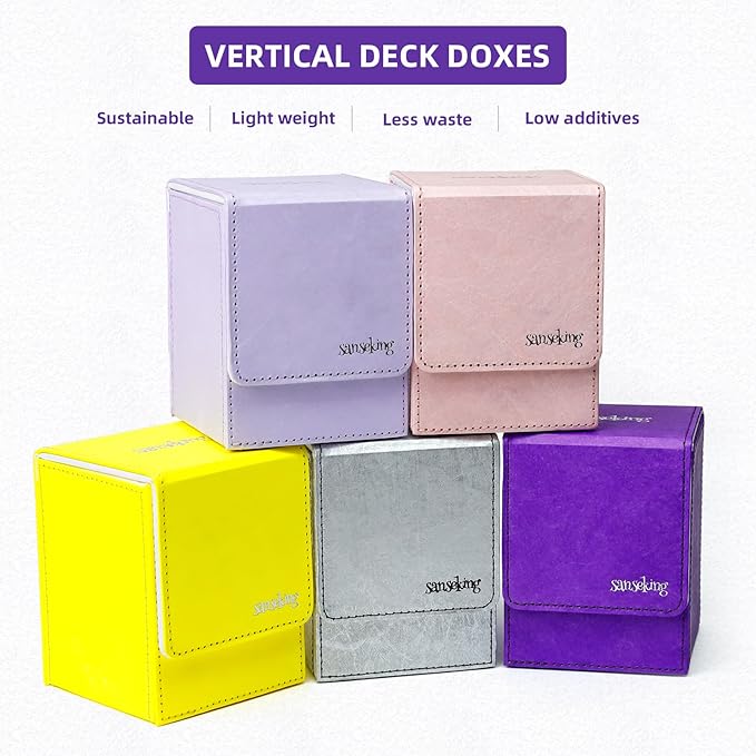 Magic Card Deck Box for MTG Single Deck Card Box fits 100+ TCG Sleeved Cards Tyvek® Paper Card Box Top Loading Card Boxes Magic Gift for MTG TCG CCG (Vertical,Purple) - Image 6