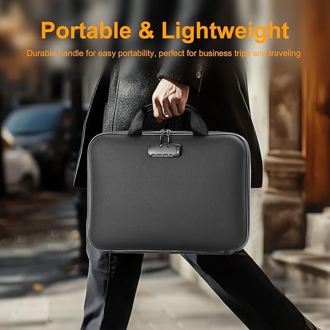 Fireproof Document Box with Lock, Portable Hard-Shell Case Fireproof File Box for Documents, Waterproof Document Box File Organizer for Important Documents/Certificates/Laptop/for Home or Travel - Image 6