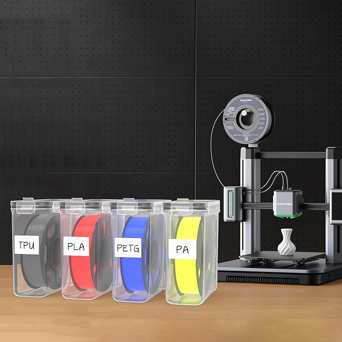 Filament Storage Box - 4 Pack 3D Printing Filament Container with Thick Silicone Seal, Dust-Proof Reusable Organizer with Writable Labels for 1.75mm PLA, ABS, PETG, TPU, PA (9.05"×8"×3") - Image 6