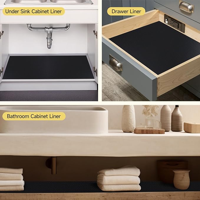 WochiTV Adhesive Shelf Liner 17.5 X 120 Inches Peel and Stick Kitchen Liner for Cabinets, Drawers Removable Protector Mat Waterproof Contact Covering for Dresser Pantry Countertops Shelves, Black - Image 8