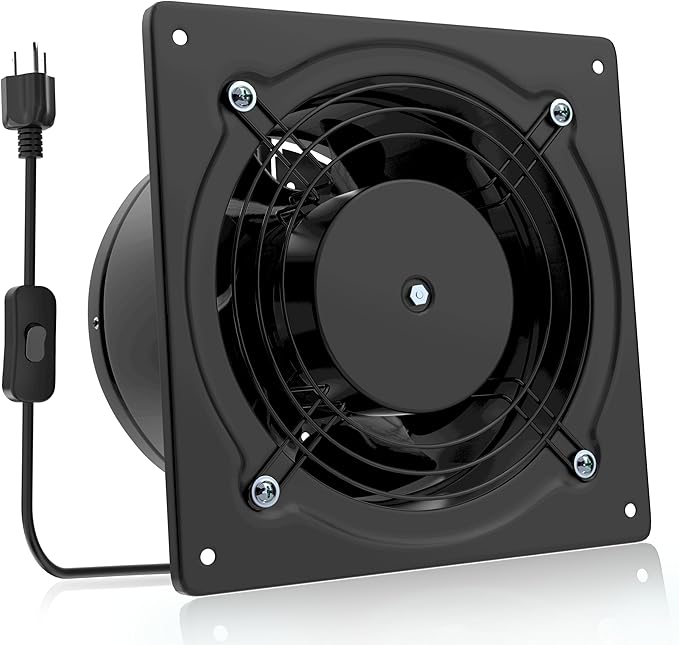 HG Power 6 Inch Exhaust Fan, 308CFM Wall Exhaust Fan for Kitchen, Metal Extractor Fan for Attic, Garage, Window Ventilation, HVAC System by HGPOWER