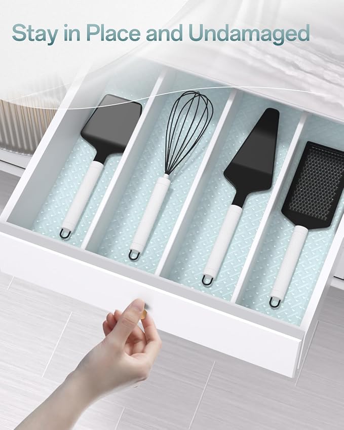 Shelf and Drawer Liner for Kitchen Cabinet, Non-Adhesive 12in x 360in Waterproof Contact Paper Refrigerator Liners Thickened Durable EVA Material Non Slip Mat for Dresser Cupboard Pantry Protector - Image 8