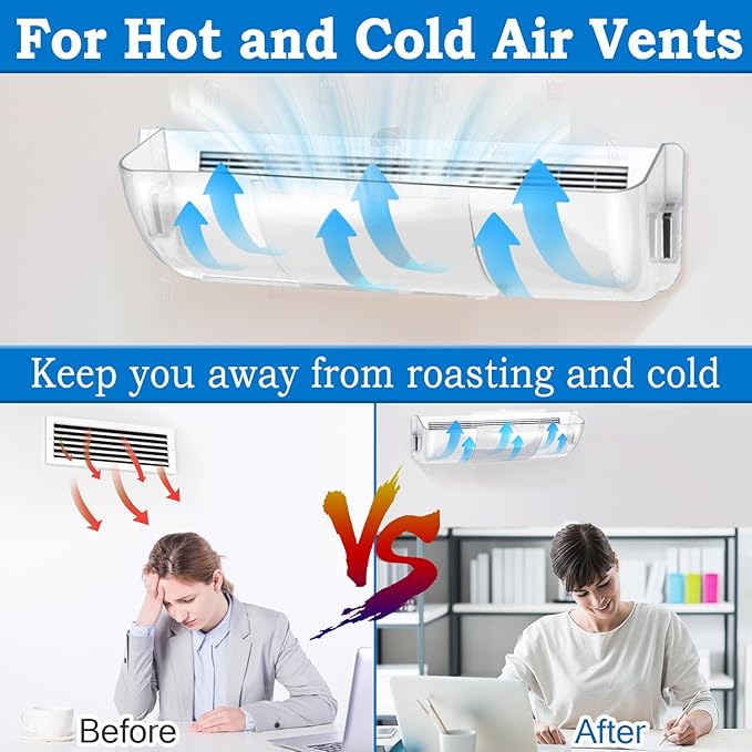 Heating & Air Vent Deflector for Vents, Sidewall, Ceiling, Floor Registers - Adjust Between 9"-14", Magnetic Vent Covers for Air Conditioning, Heat, AC, Floor, Under Furniture (4 Pack Clear) - Image 4
