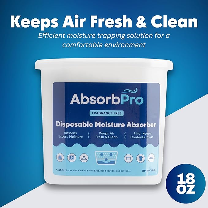 Moisture Absorber Tub Fragrance Free - 3-Pack - 18 oz Unscented Disposable Odor Eliminator Box & Dehumidifier for Garage, Home, Kitchen, Bedroom, Bathroom, Closet, Cars, and Boats - Image 2