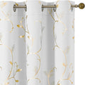 BUHUA Blackout Curtains Gold Foil Print Flower Vine Grommet Drapes, Room Darkening Thermal Insulated Curtains, Noise Reducing Blackout Curtain for Bedroom, Greyish White, 38Wx84L, 2 Panels by BUHUA