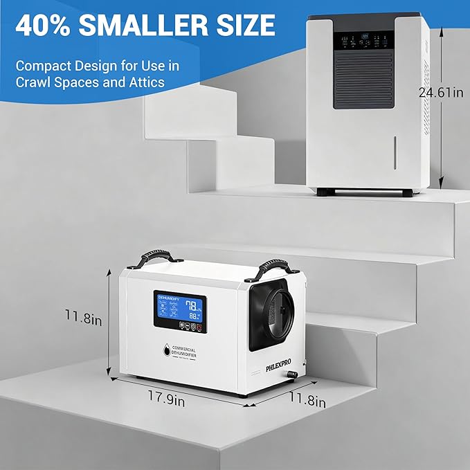 145 Pint Commercial Dehumidifier with Drain Hose for Crawl Spaces, Basements, Industry Water Damage Unit Restoration for up to 6000 Sq.Ft, Auto Defrost, Memory Starting, white(Gift Directional Wheels) - Image 8