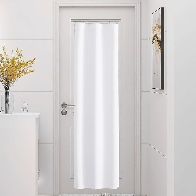 NICETOWN 1 Panel Room Darkening Door Curtains for Doorway, Energy Smart Privacy Temporary Rod Pocket and Ceiling Track Door Covering for Closet Kitchen Bathroom, Pure White, W25 x L80 inch - Image 6