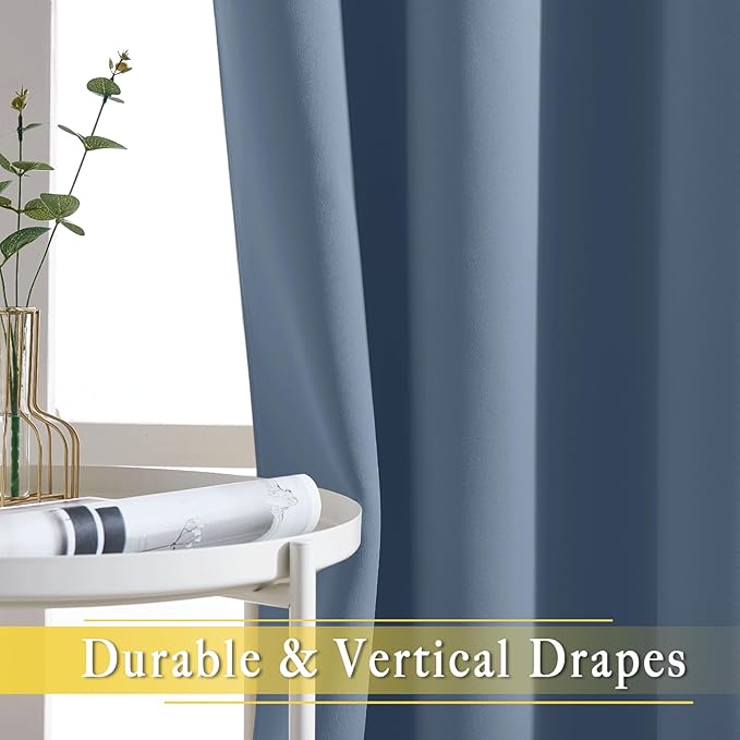 NICETOWN Stone Blue Blackout Sliding Door Curtains, Grommet Thermal Curtain Window Treatment Room Divider Drape Sound Reducing for Patio Door/Living Room, 1 Panel, W80 x L90 - Image 5