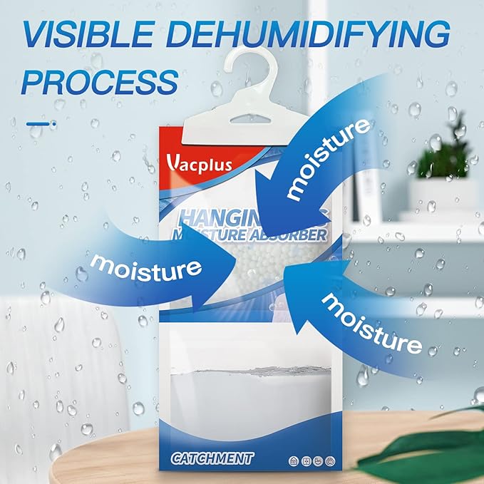 Vacplus Moisture Absorbers, Hanging Closet Dehumidifier Bags, Humidity Packs, Desiccant, Closet Dehumidifiers with Ocean Breeze Fragrance, 10 Pack, 9.8 OZ - Image 3