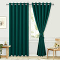 Hiasan Room Darkening Curtains for Bedroom, 70 x 84 Inches - Thermal Insulated & Energy Saving Window Drapes for Living Room/Dorm Room, Set of 2 Panels Sewn with Tiebacks, Hunter Green by Hiasan