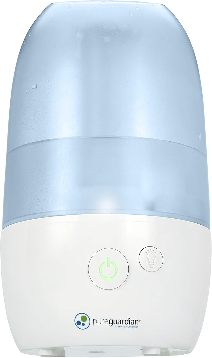 PureGuardian Ultrasonic Cool Mist Humidifier with Aromatherapy Tray, 70-Hour Run Time, 1-Gallon Tank Capacity, 320 Sq. Ft. Coverage for Small Rooms, Quiet Operation, H975AR by PureGuardian