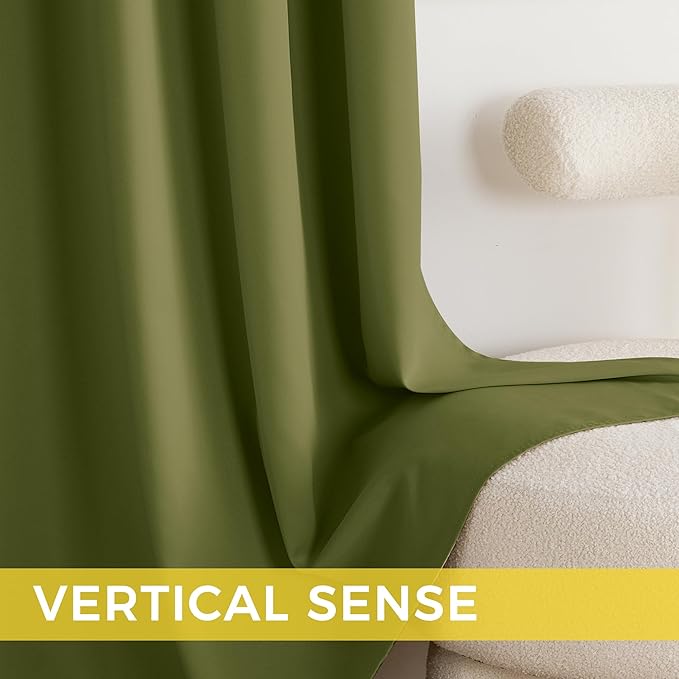 NICETOWN Room Darkening Draperies Curtains Panels, 2 Panels Olive Green W52 x L84 - Image 5