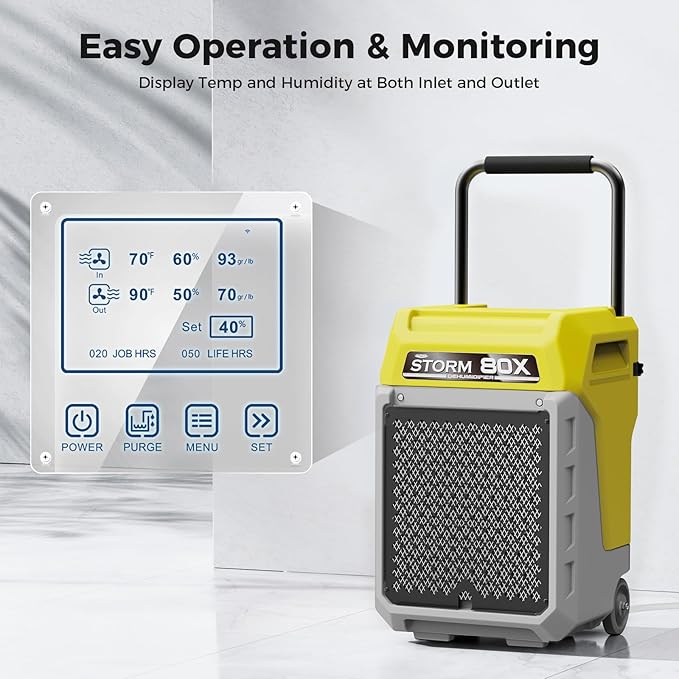 ALORAIR 170 Pints LGR Commercial Dehumidifier with Pump & Drain Hose, Portable Insutrial Dehumidifier for Basments, Home, Job Sites, Fit for 2,100 Sq.Ft Space with Wheels - Image 2