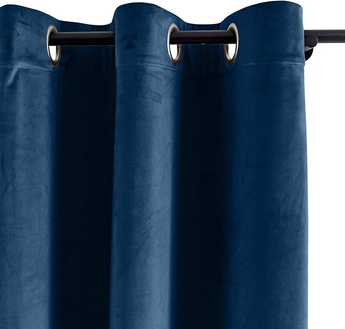 ChadMade Blackout Lined Premium Velvet Curtain Sapphire Blue 50Wx120L Inch (1 Panel), Eyelet Grommet for Livingroom Bedroom Theater Studio, Leon Collection - Image 2