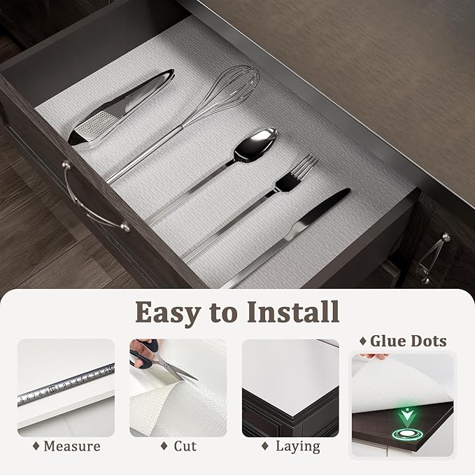 Shelf Liner for Kitchen Cabinets 24" x 240" Non-Adhesive Non-Slip Drawer Liners for Dresser, Waterproof Washable Paper, Durable Protector Mat for Pantry Shelves Cupboards, White - Image 8