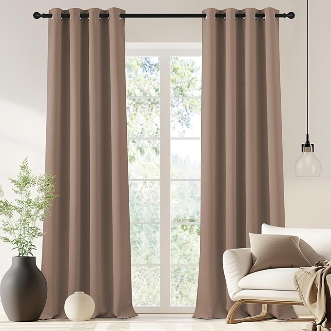NICETOWN Blackout Drapery Curtain Panel 90 inches Long - Window Treatment Thermal Insulated Grommet Blackout Curtain/Drape for Bedroom Living Room (Cappuccino, 1 Panel, 46 by 90 inches) by NICETOWN