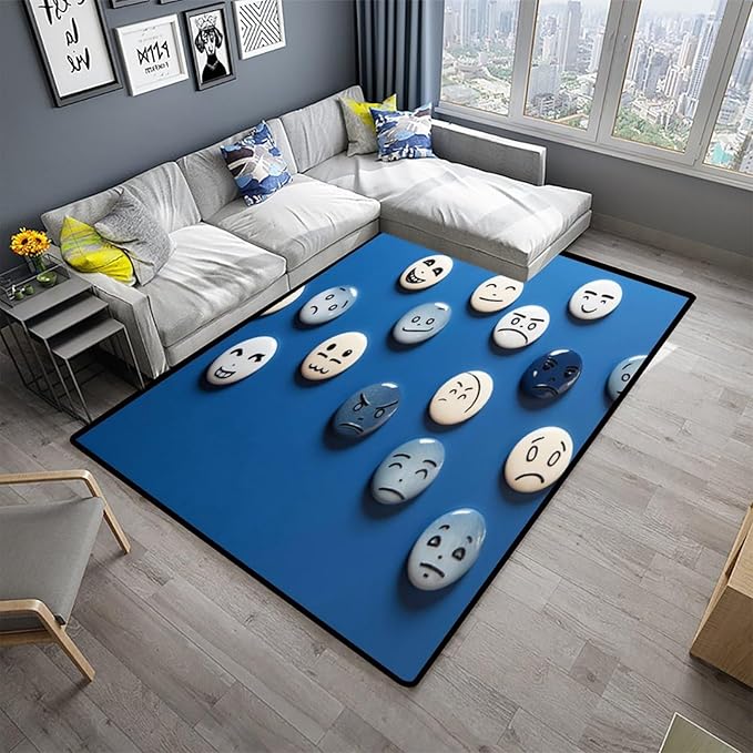 Broadloom, Strange Expression Pattern Printing Non-Slip Area Rugs Fade Resistant, Flame Resistant, Quick Dry, Stain Resistant, Waterproof Floor Carpet for Living Room Bedroom, 60 x 96 Inch - Image 2