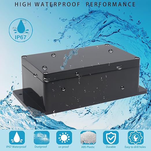 Watertight Junction Box, IP67 Waterproof Project Box Durable ABS Plastic Electronic Enclosure Case for DIY Electrical Project with Wall Fixed Ear 7.87" x 4.72" x 2.95"(200 x 120 x 75 mm) 2Pcs - Image 7