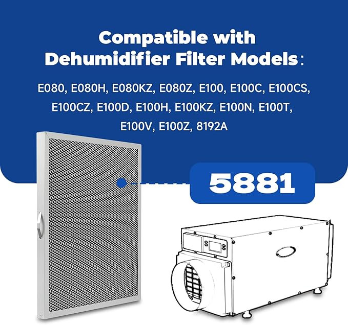 2-Packs 5881 Washable MERV 8 Dehumidifier Filter 12x14x1 Compatible with AprilAire Whole-House Models E100 E080 8192A and Dehumidifying Ventilator 8192A Replacement Filter - Image 3