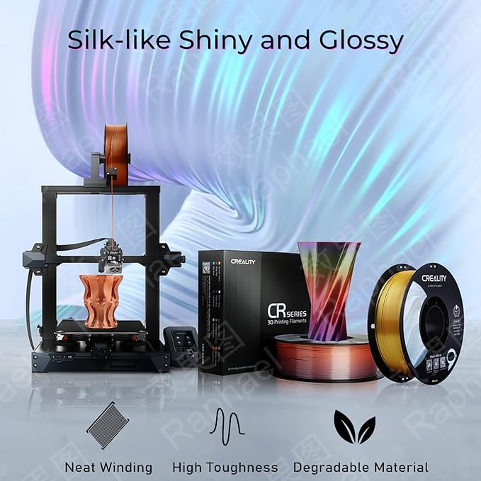 Creality Silk PLA 3D Printer Filament, Silk Shiny Metallic PLA Filament 1.75mm, Clog-Free Metallic Texture, +/-0.02mm, 3D Printing Filament 1KG/2.2lb (Red Copper) - Image 2