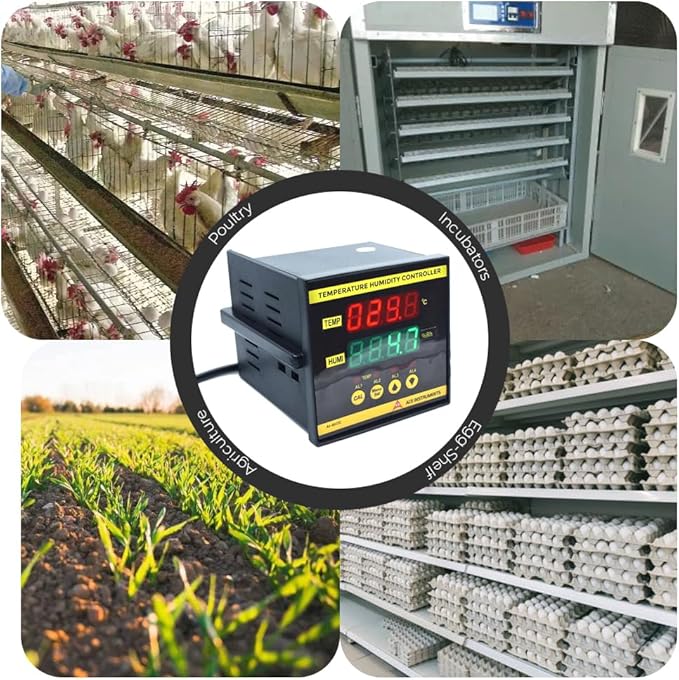 Panel Mounting Digital Temperature Humidity Controller (Temp: 0 to 60.0°C & RH: 0 to 100.0%) for Poultry, Incubators, Egg-Shelf, Agriculture Along with Factory Calibration Certificate Model: AI-RHTC - Image 7