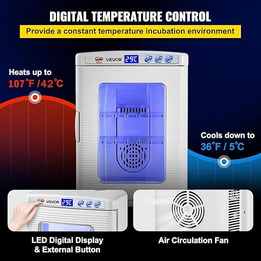 Happybuy White Reptile Incubator 25L Scientific Lab Incubator Digital Incubator Cooling and Heating 5-42°C Reptile Egg Incubator 12V/110V Work for Small Reptiles - Image 3