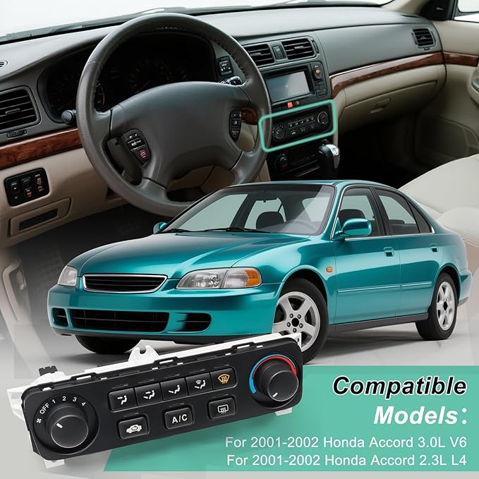79600-S84-A21ZA A/C Control Panel Compatible with 2001-2002 Honda Accord 2.3L L4/3.0L V6 AC Climate Control Module, 79600S84A21ZA HVAC Control Panel Original Air Conditioning Control - Image 4