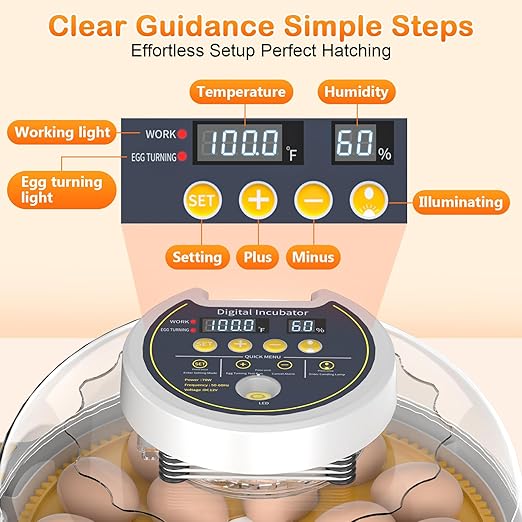 18 Egg Incubator with Automatic Egg Turning and Humidity Control, Incubators for Hatching Eggs, Incubator for Farm Science Classroom Home Chicken Duck - Image 5