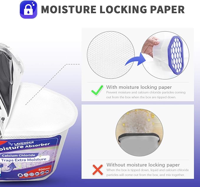 Vacplus Moisture Absorbers, 10.5 Oz Humidity Absorber Boxes Attracts Extra Moisture from Your Bathroom, Closet, Kitchen & Study, Dehumidifier, Odor Eliminator for Closet (Lavender Scent), 12 Packs - Image 3