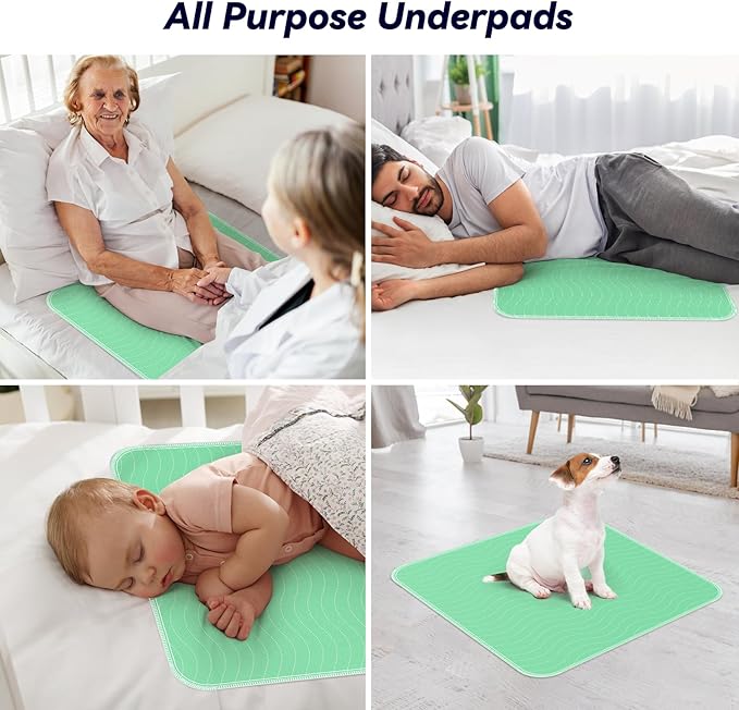 6 Pack 24” x 24” Extra Heavy Absorbency Washable Underpads, Waterproof Nursing Pads Incontinence Bed Pads, Reusable Washable Pee Pads for Dogs, Diaper Changing & Adults, Washable Puppy Pads - Image 7
