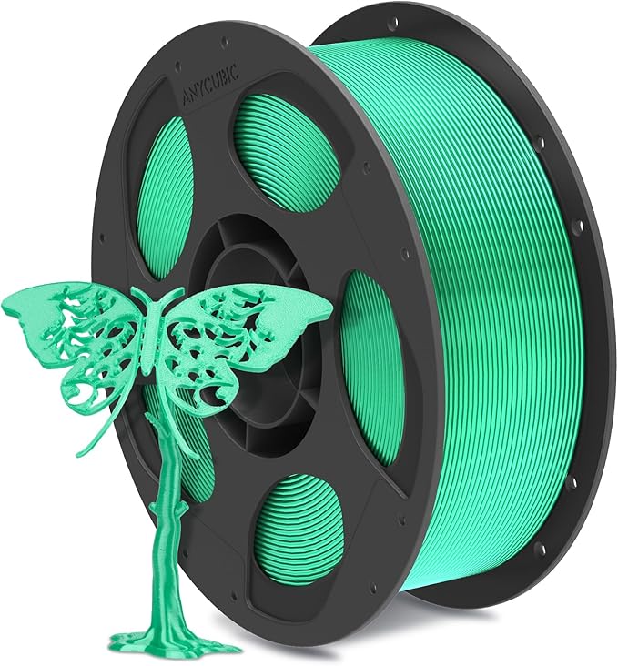 ANYCUBIC Silk Filament, Clog-Free Shiny 3D Printer PLA Filament 1.75mm Dimensional Accuracy +/- 0.02mm, 1KG Reusable Spool (2.2 lbs), Silk Green by ANYCUBIC