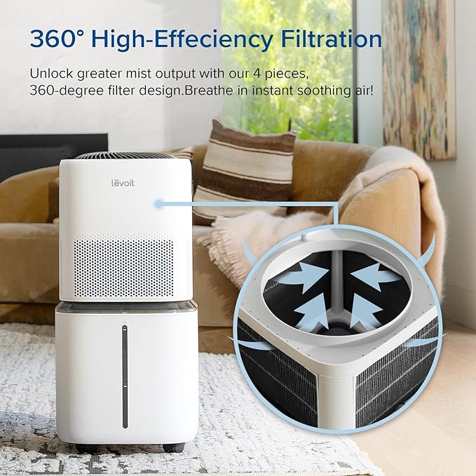 LEVOIT 4-Pack Replacement Filters for Superior 6000S Smart Evaporative Humidifier, Captures Large Particles & Minerals, Extends Filter Life up to 6 Months, Gray - Image 3