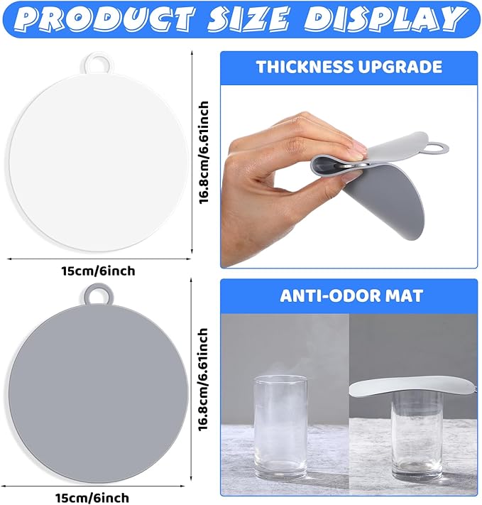 Yinkin 6 Pcs Drain Covers to Keep Bugs Out Silicone Shower Floor Tub Stoppers Bathtub Drain Stoppers Sewer Anti-Odor Mats Deodorizing Plugs for Bathroom(6 x 6 Inch,Round,Grey and White) - Image 2