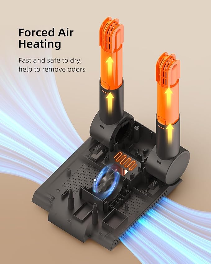 Xasla Shoe Dryer, Boot Dryer for Work Boots, Forced-air Heating Gloves & Sneakers Warmer, Folding Design with Adjustable Rack, Timer, Heat Blower Quick Drying - Image 3
