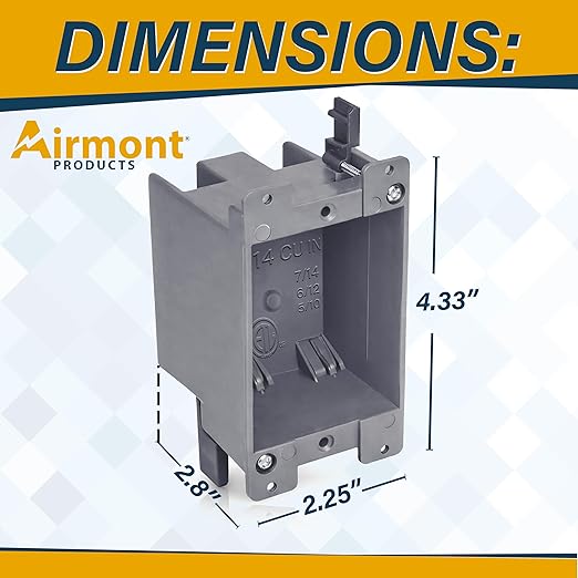 14 in. Old Work Electrical Box, 1-Gang 14 Cu in Non-Metallic PVC Outlet Box for Drywall, Remodel Electrical Box with Built-in NM Cable Clamps, Grey PVC Old Work Outlet Box - Image 2