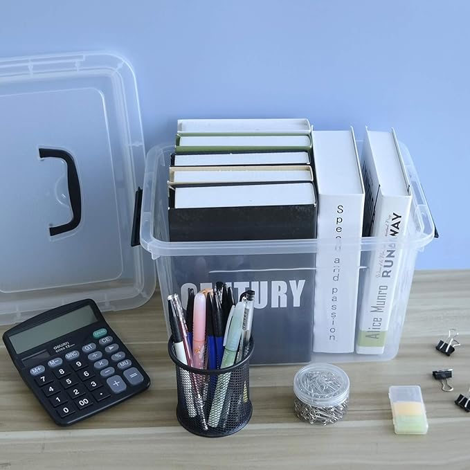 Farmoon 12 Quart Clear Storage Bin, Plastic Stackable Box/Cotainer with Lid and Black Handle - Image 4