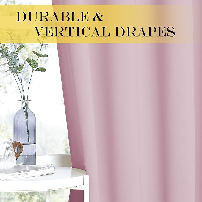 NICETOWN Bedroom Curtain Room Darkening Drapery - Home Fashion Microfiber Thermal Insulated Solid Grommet Room Darkening Curtain for Kitchen (Lavender Pink, 1 Panel, 52 inches Wide by 72 inches Long) - Image 6