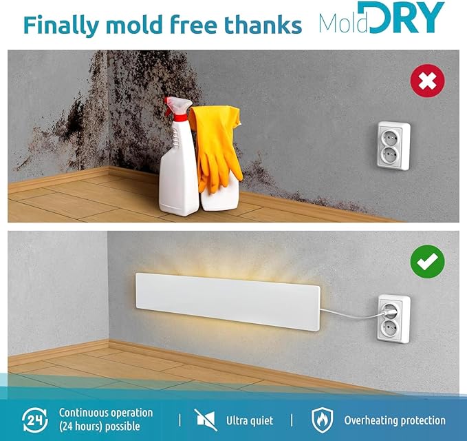 ELIAS Mold killer - Black mold remover for walls without chemicals - Wall heating for every room - Powerful anti-mold heating as an alternative to moldspray - Permanently mold-free (1, Set of 2) - Image 3