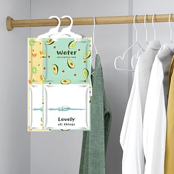 6 Pack Moisture Absorber Hanging Bags, Fragrance Free Humidity Packs, Hanging Closet Dehumidifier Bags (Avocado) - Image 5