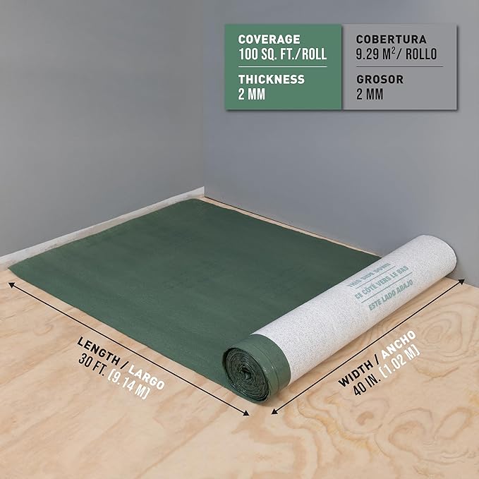 ROBERTS First Step Premium Underlayment - 100 sq. ft. Roll - 40" x 30' x 2 mm - Image 7