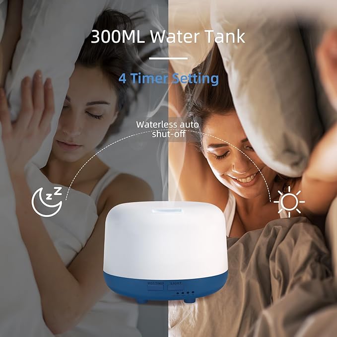300ML Essential Oil Diffuser with Remote Control, 7 LED Color Changing Light,Ultrasonic Cool Mist Scent Humidifier - Image 6
