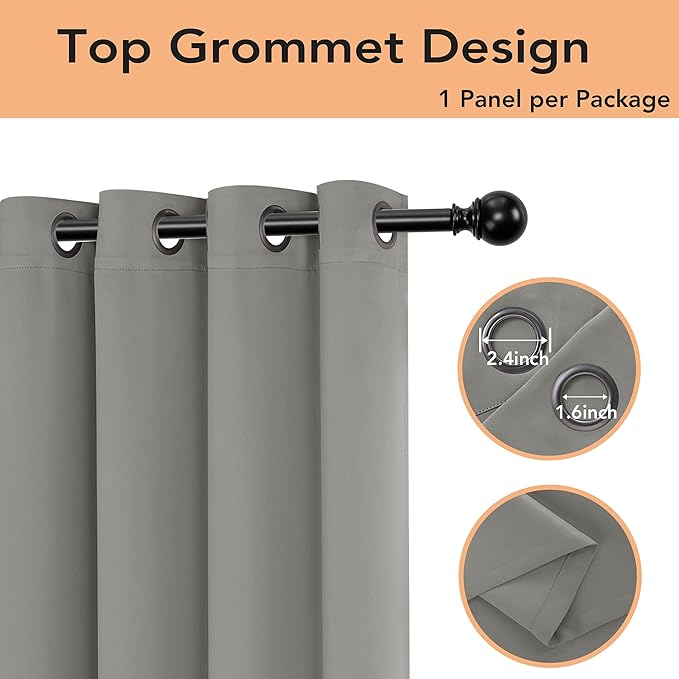 BONZER Room Divider Curtain Total Privacy Wall Wide Grommet Room Darkening Curtains for Patio Sliding Glass Door, 108L x 70W Inch (9L x 5.8W ft), 1 Panel, Silver - Image 3
