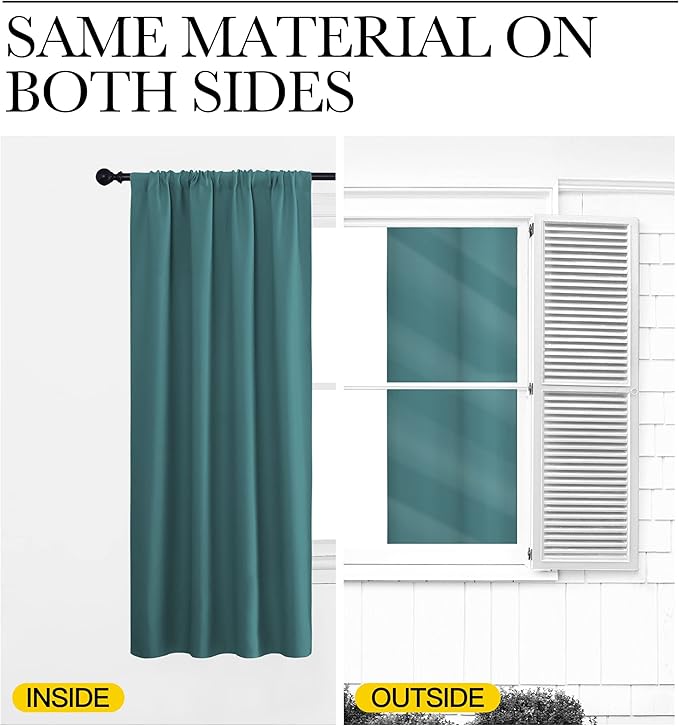NICETOWN Kitchen Curtains, Privacy & Light Block Out Window Curtains & Drapes for Loft, Cupboard, Cafe (Sea Teal, 34 in x 45 in (W x L), 2 Panels) - Image 6