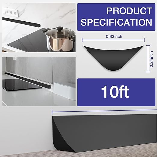 Flexible Molding Trim, Flexible Bendable Adhesive Caulking Strip, Molded Trim, Peel and Stick Home Decorative Edge for Bathroom, Kitchen, Floor, Wall (Black, 0.83in x 0.24in x 3.3ft) - Image 2