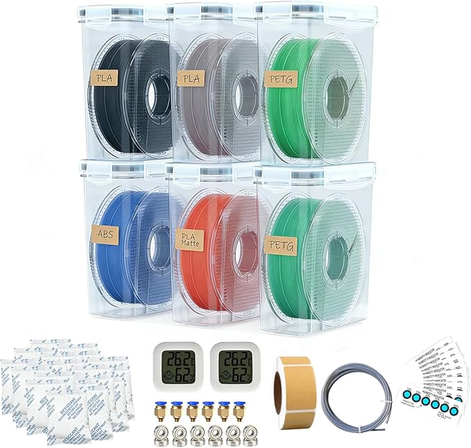 Filament Storage Box 6-Pack - 4.0L Waterproof Dust-Proof Container for 3D Printing Filament with Desiccant & Label, DIY Dry Box Upgrade Accessories Included by Lokkr